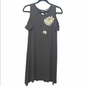 Cold Shoulder Embroidered Dress